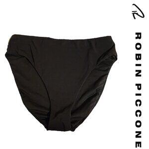 Robin Piccone AVA HIGH WAIST BIKINI BOTTOM NWOT Black Large